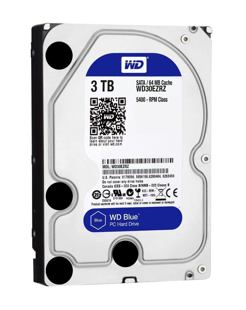 Western Digital Blue HDD Desktop Storage 3TB 5400RPM SATA 6 Gb/s, 64 MB Cache - 3.5 Hard Drive