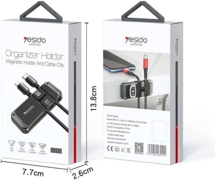 YESIDO C113 Mini Zinc Alloy Magnetic Sheet Cable Clip Car Phone Holder