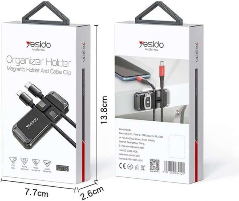 YESIDO C113 Mini Zinc Alloy Magnetic Sheet Cable Clip Car Phone Holder