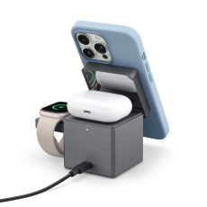 شاحن أنكر 3 في 1 مع ماج سيف مدمج وشحن قوي - رمادي