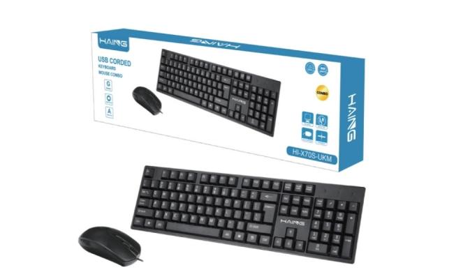 Haing Hi-X70S-Ukm Usb Corded White Keyboard &Amp; Mouse Combo -Black | Signals Electronics HAING HI-X70S-UKM USB Corded White Keyboard & Mouse Combo -Black
