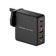 شاحن موماكس 100 وات 4 منافذ سريع وفعال - أسود & أبيض