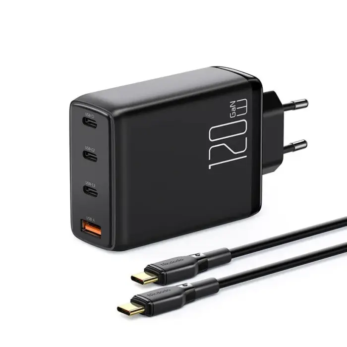 شاحن مكدودو جان يو إس بي سي 120 وات- أسود | Signals Electronics شاحن مكدودو جان يو إس بي سي 120 وات- أسود