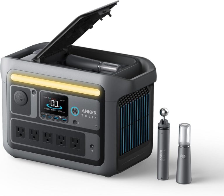 محطة طاقة محمولة من أنكر بقوة 1200 وات مع أضواء للتخييم - أسود | Signals Electronics محطة طاقة محمولة من أنكر بقوة 1200 وات مع أضواء للتخييم - أسود