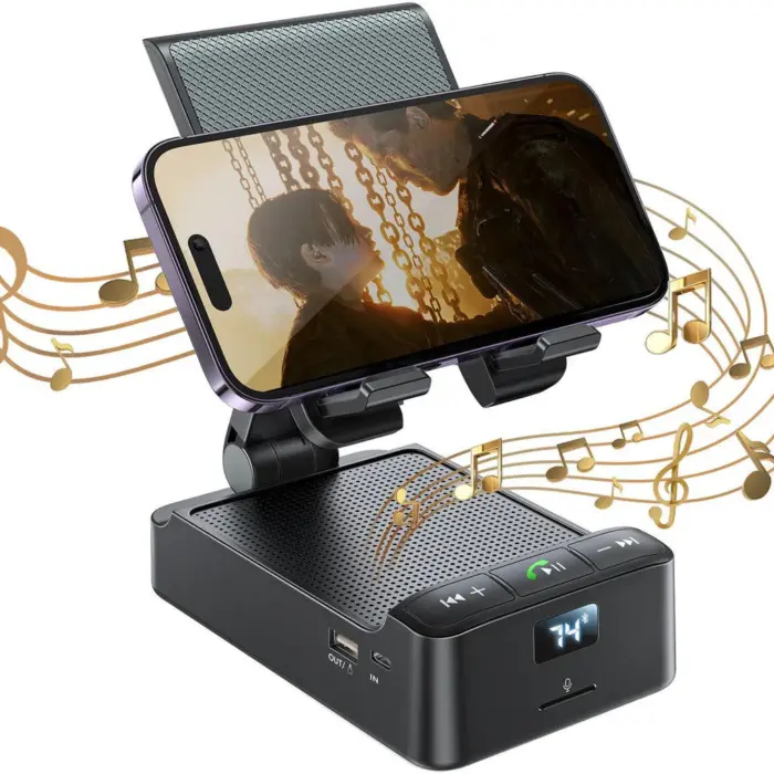 مكبر صوت لاسلكي جوي روم مع حامل هاتف - أسود | Signals Electronics مكبر صوت لاسلكي جوي روم مع حامل هاتف - أسود