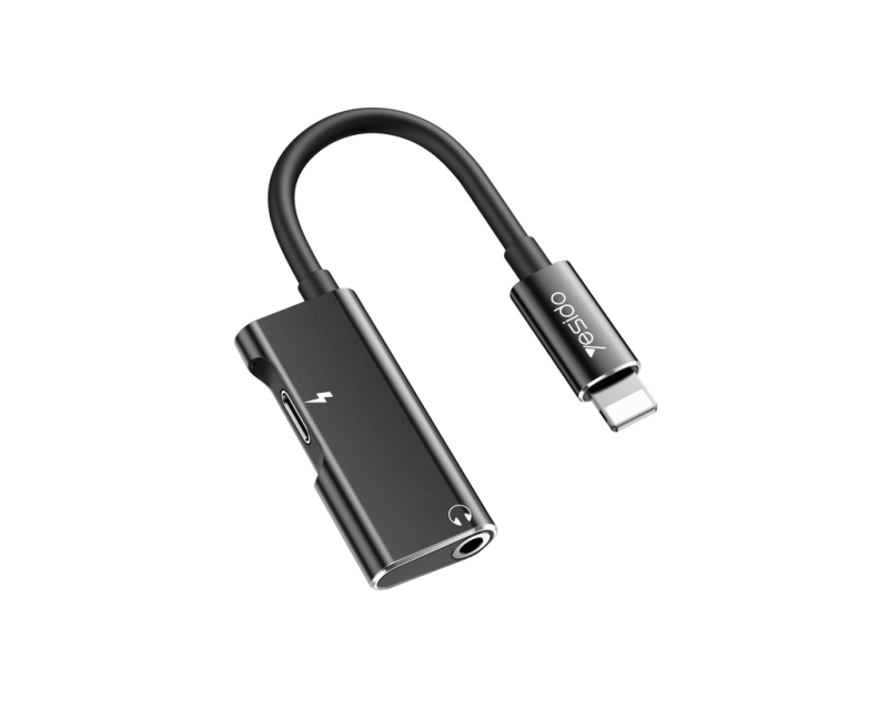 محول صوت يسيدو للشحن والموسيقى في جهاز واحد - أسود