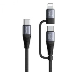 كابل شحن سريع 2 في 1 60 وات تايب سي إلى لايتينج & تايب سي - أسود