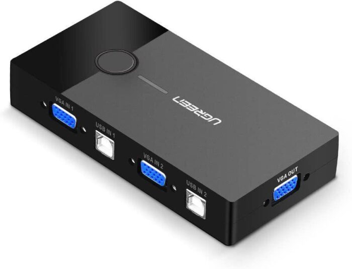 محول يوجرين 2-منافذ USB KVM - صندوق ABS (موديل 30357)