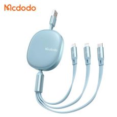 كابل مكدودو يو إس بي من النايلون القابل للسحب 3 في 1 1.2 متر للآيفون ومايكرو وتايب سي