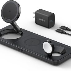 شاحن انكر اللاسلكي القابل للطي 3 في 1 - أسود