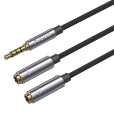 كابل موزع صوت 3.5 ملم من يسيدو 30 سم بتصميم متين - أسود