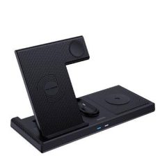 شاحن يسيدو اللاسلكي القابل للطي 4 في 1 مع شحن سريع - أسود