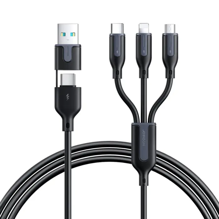 كابل شحن جوي روم 5 في 1 يو إس بي ايه &Amp; تايب سي - أسود &Amp; أبيض | Signals Electronics كابل شحن جوي روم 5 في 1 يو إس بي ايه & تايب سي - أسود & أبيض