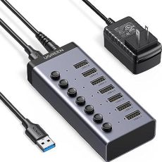 يوجرين يو إس بي-سي إلى 7 منافذ يو إس بي تيار مستمر 12 فولت