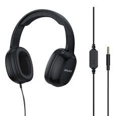 سماعة رأس سلكية AWEI 3.5 ملم مع ميكروفون وصوت ستيريو - أسود