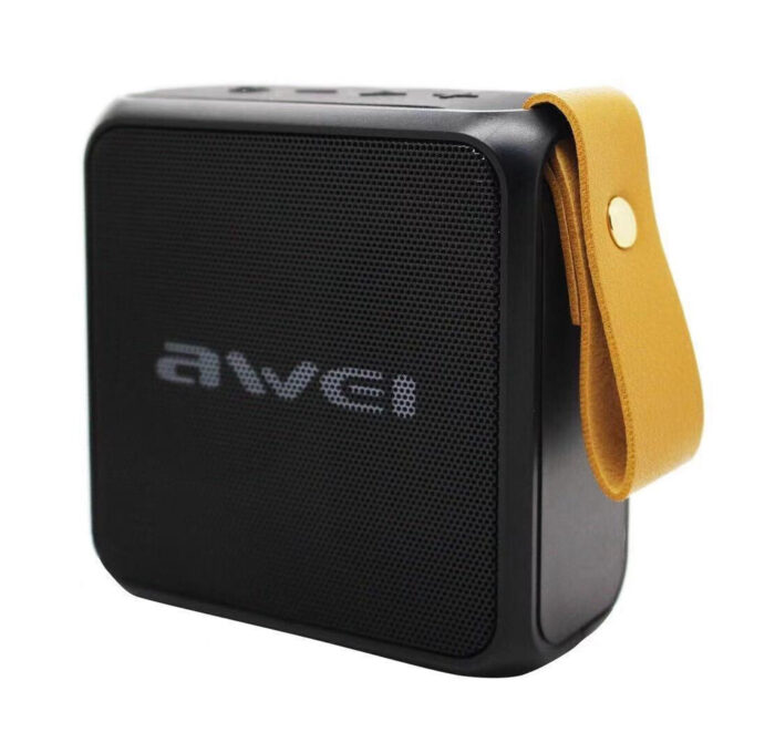 مكبر صوت Awei Mini اللاسلكي المحمول المقاوم للماء للاستخدام الخارجي بتقنية البلوتوث - أسود