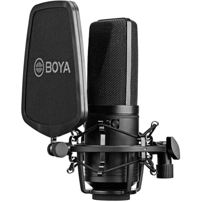 ميكروفون مكثف Boya ذو غشاء كبير - أسود | Signals Electronics ميكروفون مكثف BOYA ذو غشاء كبير - أسود