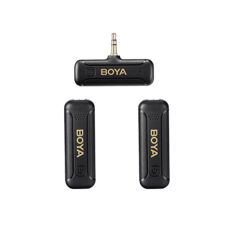 نظام ميكروفون لاسلكي Boya 2.4 جيجا هرتز Aux 3.5 مم (ميكروفونان) - أسود | Signals Electronics نظام ميكروفون لاسلكي BOYA 2.4 جيجا هرتز AUX 3.5 مم (ميكروفونان) - أسود