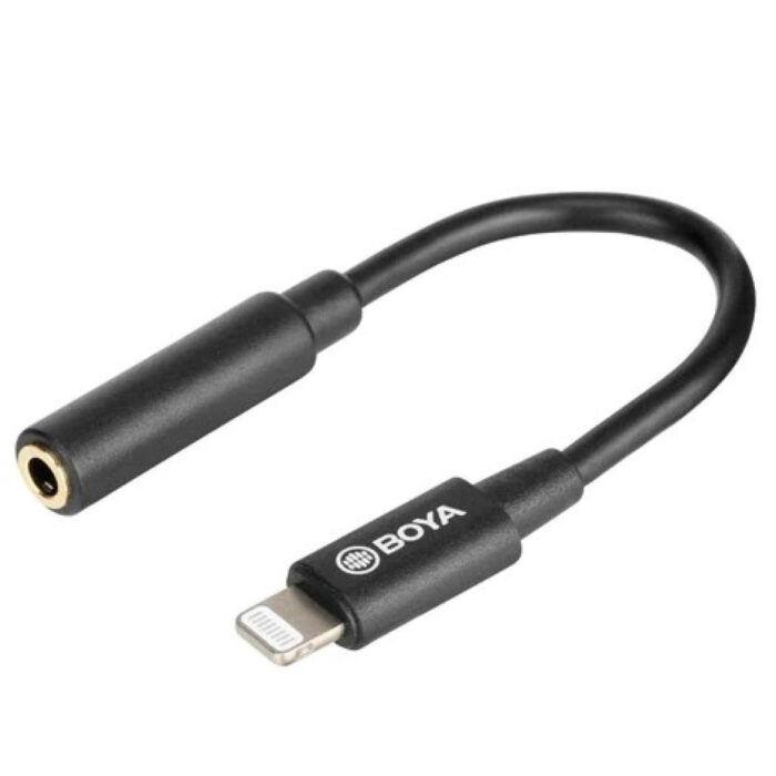 كابل محول صوت BOYA 3.5 مم TRRS أنثى إلى Lightning ذكر - أسود