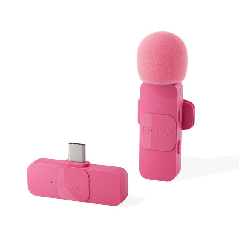 نظام ميكروفون لاسلكي Boya Ultracompact 2.4Ghz Type-C - وردي | Signals Electronics نظام ميكروفون لاسلكي BOYA Ultracompact 2.4GHz Type-C - وردي