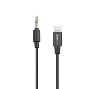 كابل محول Lightning معتمد من BOYA مقاس 3.5 مم ذكر إلى Apple MFi ذكر (20 سم) - أسود