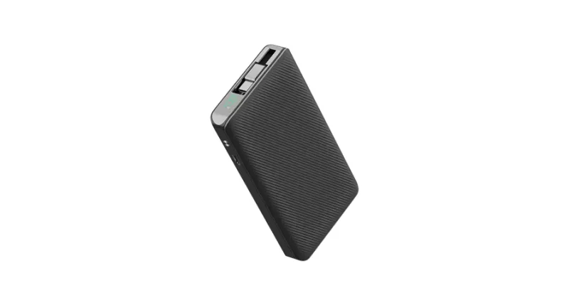 Powerology 10000mAh Retractable Cable Power Bank - Black