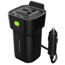 Powerology 150W Inverter AC Universal USB A 2type-C DC Car 12V10A - Black