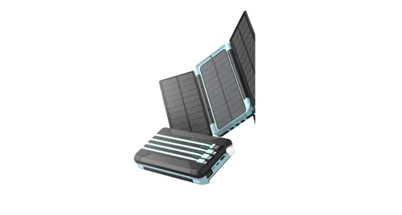 Powerology 16000Mah Solar Multi-Cable Power Bank - Black | Signals Electronics Powerology 16000mAh Solar Multi-Cable Power Bank - Black