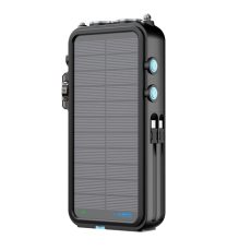 Powerology 16000mAh Solar Power Bank with FM Radio Speaker and Lights - Black