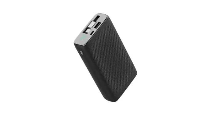 Powerology 20000mAh Retractable Cable Power Bank - Black