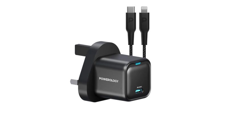 Powerology 20W Single C Port Pd Charger Uk With Type C To Lightining Mfi 27W Cable - Black | Signals Electronics Powerology 20W Single C Port PD Charger UK with Type C to Lightining MFI 27W cable - Black