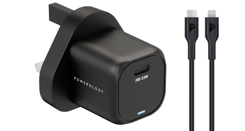 Powerology 33W Gan Pd Charger With Type-C To Lightning 1.2M Cable - Black | Signals Electronics Powerology 33W GaN PD Charger with Type-C to Lightning 1.2m Cable - Black