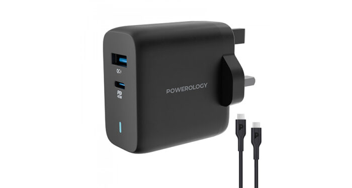 Powerology 63W Ultra-Quick Gan Charger 45W Pd &Amp; Usb-A Quick Charge 18Wqc3.0 With 60W Type-C To Type-C Cable | Signals Electronics Powerology 63W Ultra-Quick GaN Charger 45W PD & USB-A Quick Charge 18WQC3.0 With 60W Type-C To Type-C Cable