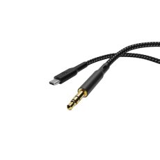 Powerology Braided Type-C to AUX 3.5mm Cable 1.2M - Black
