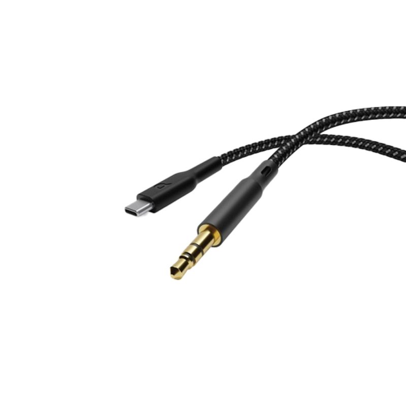Powerology Braided Type-C to AUX 3.5mm Cable 1.2M - Black