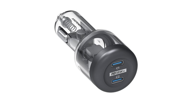 Powerology Crystalline Series Car Charger Pd 35W - Transparent/Grey | Signals Electronics Powerology Crystalline Series Car Charger PD 35W - Transparent/Grey
