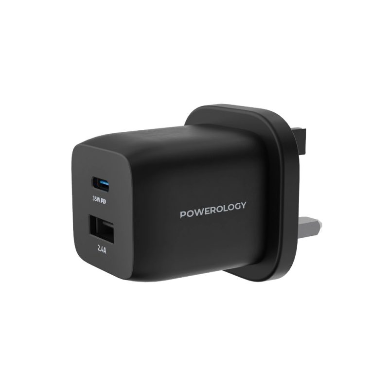 Powerology Dual Port Ultra-Compact Quick Gan Charger | Signals Electronics Powerology Dual Port Ultra-Compact Quick GaN Charger