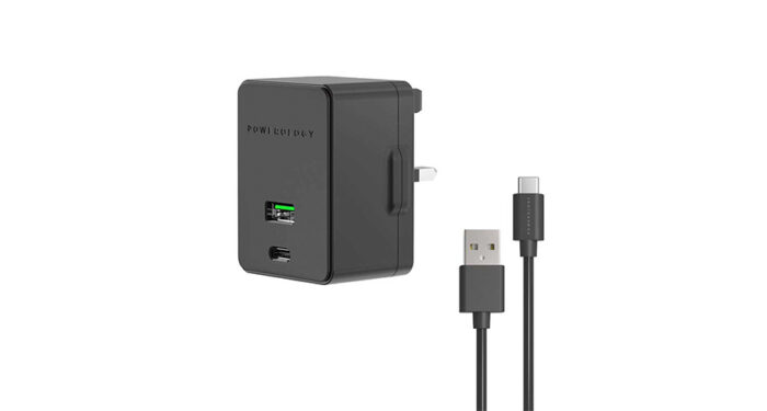 Powerology Dual Port Ultra-Quick PD Charger 36W with Type-C Cable 1.2m - Black