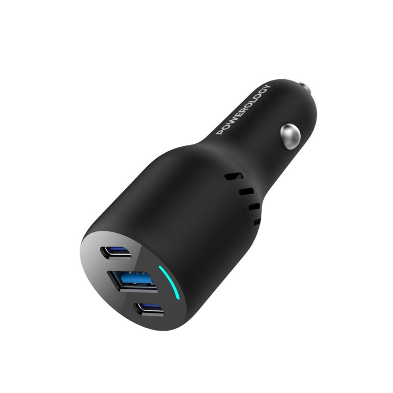 Powerology Pd65W + Pd20W + Qc18W Led Triple Ports Car Charger - Black | Signals Electronics Powerology PD65W + PD20W + QC18W LED Triple Ports Car Charger - Black