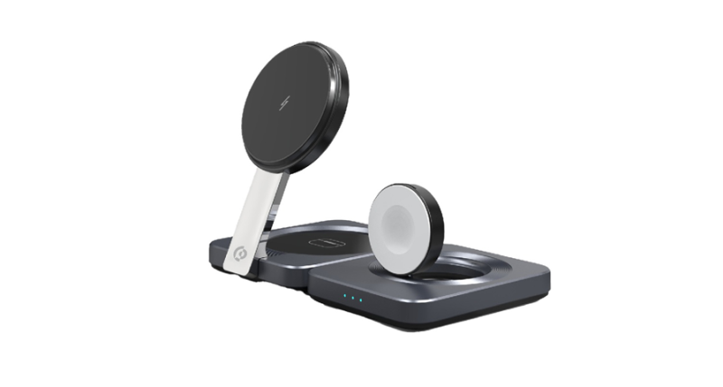 Powerology Qi2-15W Magsafe iPH15 Multi-Device Charging Stand - Black