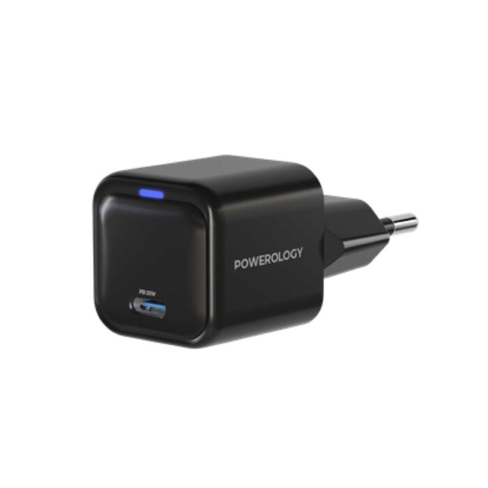 Powerology Ultra-Compact Gan Charger Pd 20W Eu - Black | Signals Electronics Powerology Ultra-Compact GaN Charger PD 20W EU - Black