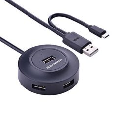 موزع USB 2.0 من يوجرين بـ4 منافذ مع منفذ طاقة بطول 1م - أسود