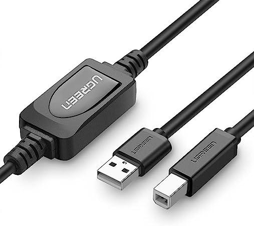 كابل طابعة نشط Usb 2.0 A Male إلى B Male من Ugreen بطول 10 أمتار (أسود) 10374 | Signals Electronics كابل طابعة نشط USB 2.0 A Male إلى B Male من UGREEN بطول 10 أمتار (أسود) 10374