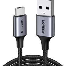 كابل يوجرين USB-A إلى USB-C 1م - مضفر، متين، أسود
