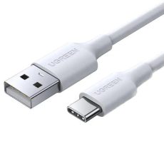 كابل يوجرين USB-A إلى USB-C 1م - طلاء نيكل متين، أبيض