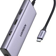 محول إيثرنت USB-C إلى 2*USB 3.0+HDMI+RJ45+PD من UGREEN