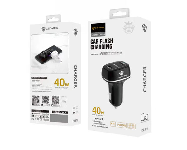 Lenyes Ca876-Tc Pd 30W Car Charger With Type-C Cable – Black | Signals Electronics Lenyes CA876-TC PD 30W Car Charger with Type-C Cable – Black
