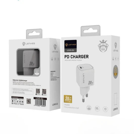 Lenyes Lch51-Eu – 20W Pd Usb-C Fast Charger (White) | Signals Electronics Lenyes LCH51-EU – 20W PD USB-C Fast Charger (White)