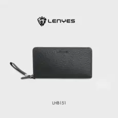 LENYES LHB1501 Card Holder – Slim Black Leather Wallet
